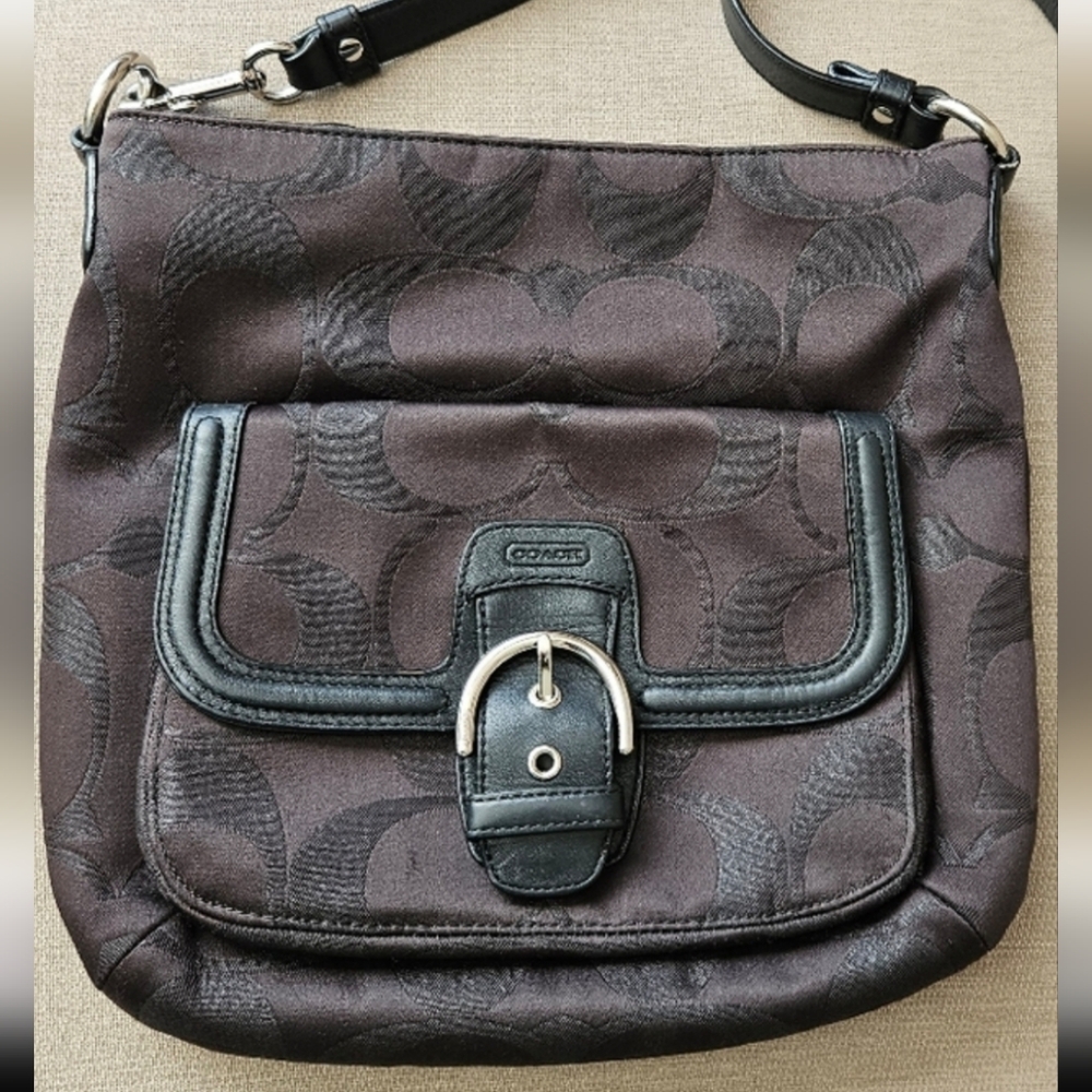 Coach crossbody bag black logo shimmer y2k